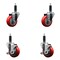 Service Caster 3.5'' SS Red Poly Wheel Swivel 1'' Expanding Stem Caster Set 2 Brakes, 4PK SCC-SSEX20S3514-PPUB-RED-2-TLB-2-1 - alternate 1